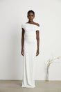 Amelina Maxi Dress - Off - The - Shoulder Design - Side Zip Fastening - Pleat Detailing - Side Slit Feature