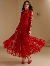 Amelina Maxi Dress - Stand Collar - Formal & Evening - A Line - Elegant