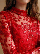 Amelina Maxi Dress - Stand Collar - Formal & Evening - A Line - Elegant