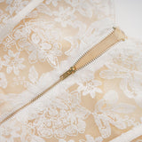 Amelina Midi Dress - Bustier Style - Corset Detailing - Embroidered Design - Spaghetti Straps - Rear Zip Fastening