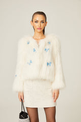 Amelina white fur butterfly jacket