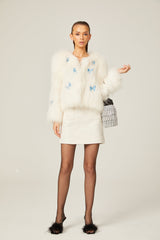 Amelina white fur butterfly jacket