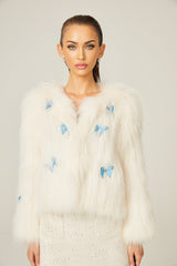Amelina white fur butterfly jacket