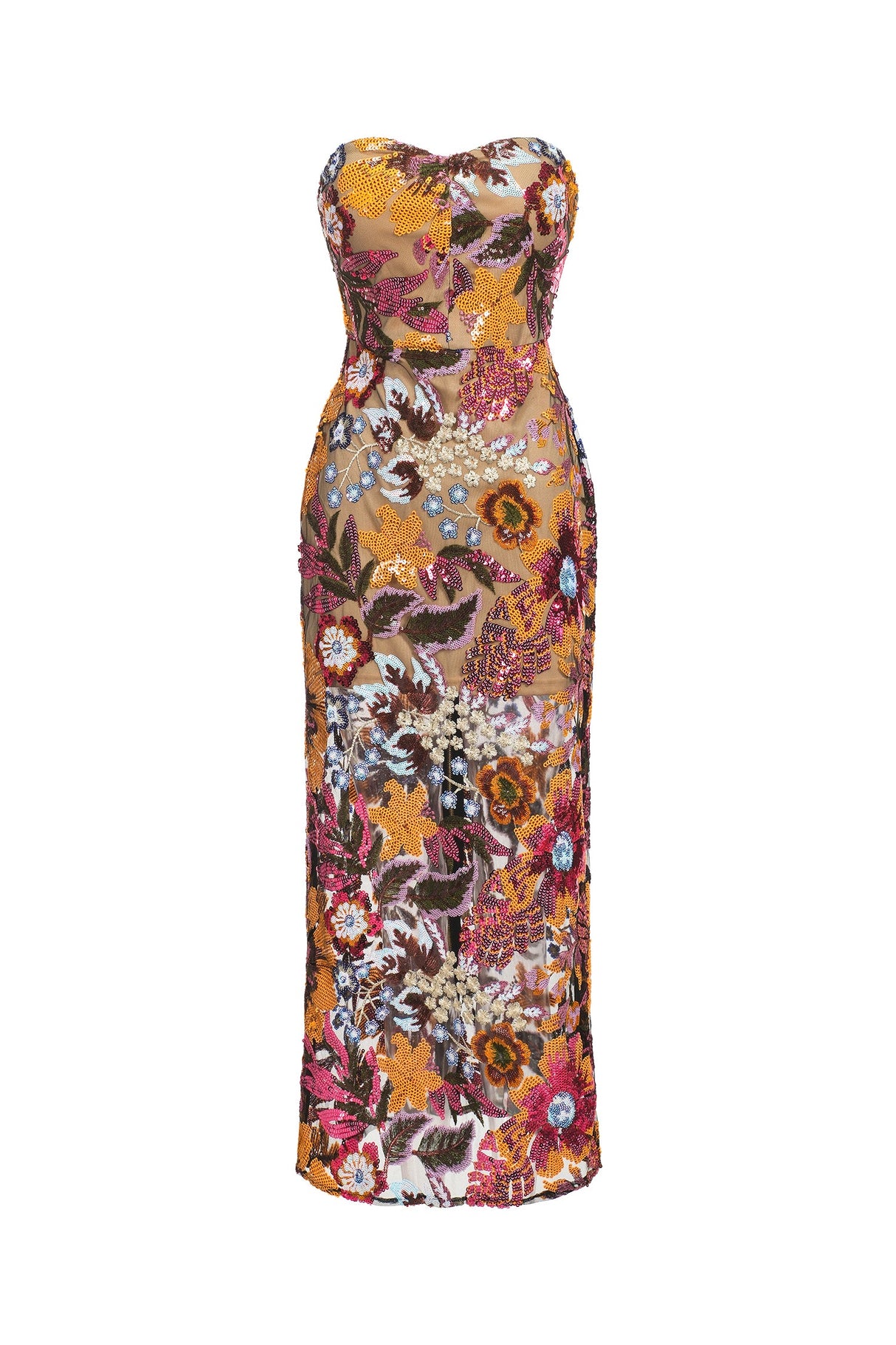 Amy Multicolor Floral Glitter Maxi Dress