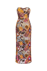 Amy Multicolor Floral Glitter Maxi Dress