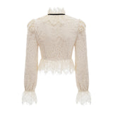 Anaelle off white blouse with bowknot detail and floral lace pattern