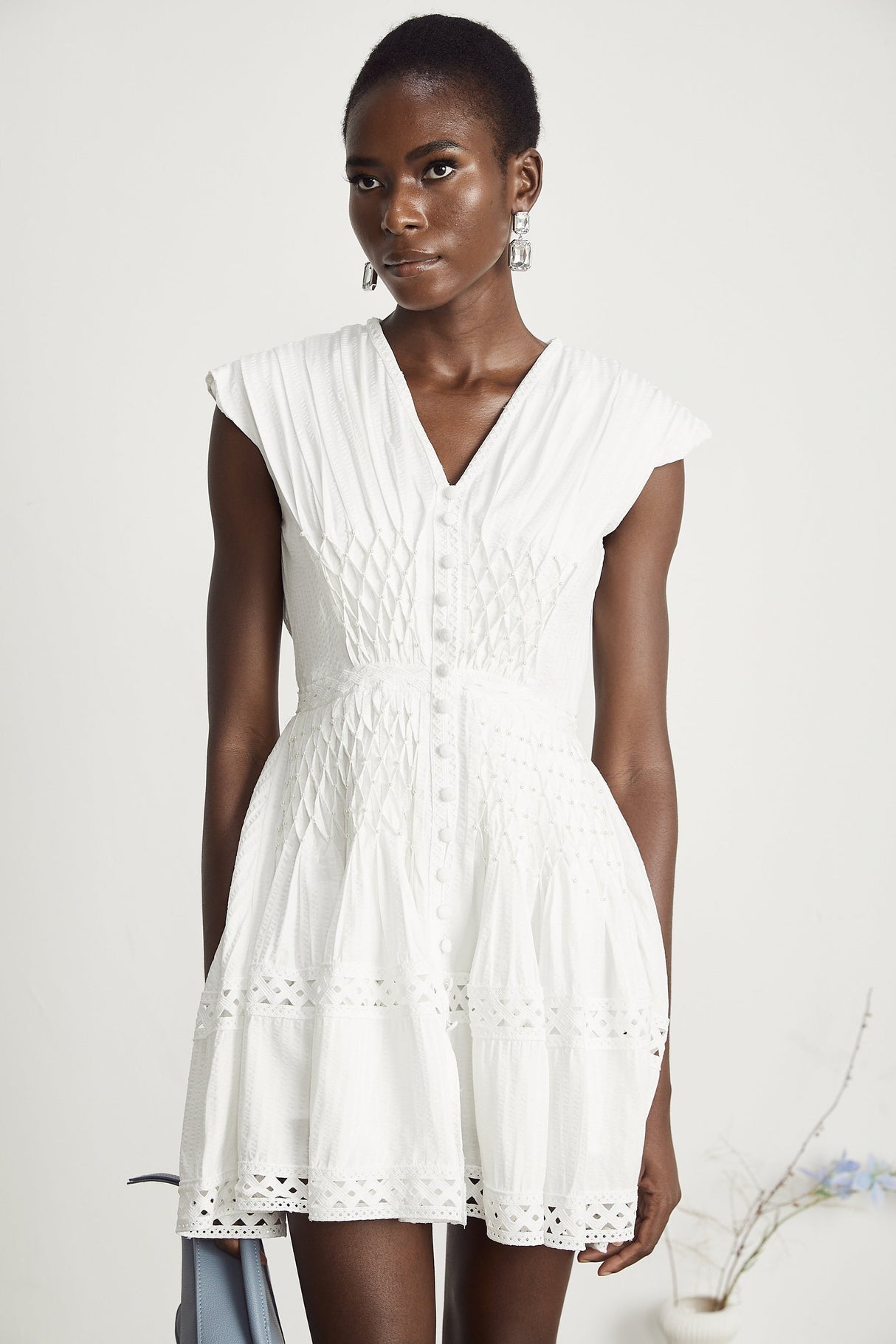 Anaïs cutout fauxpearl embellished mini dress