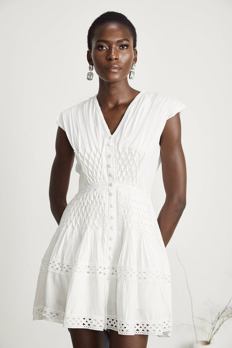 Anaïs cutout fauxpearl embellished mini dress