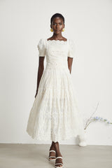 Anaïs fauxpearl embellished cutout midi dress
