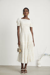 Anaïs fauxpearl embellished cutout midi dress