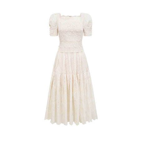 Anaïs fauxpearl embellished cutout midi dress