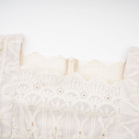 Anaïs fauxpearl embellished cutout midi dress