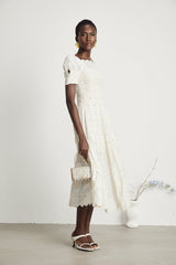 Anaïs fauxpearl embellished cutout midi dress