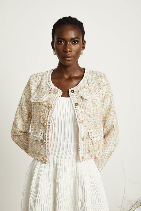 Anaïs neutrals sequinembellished tweed jacket