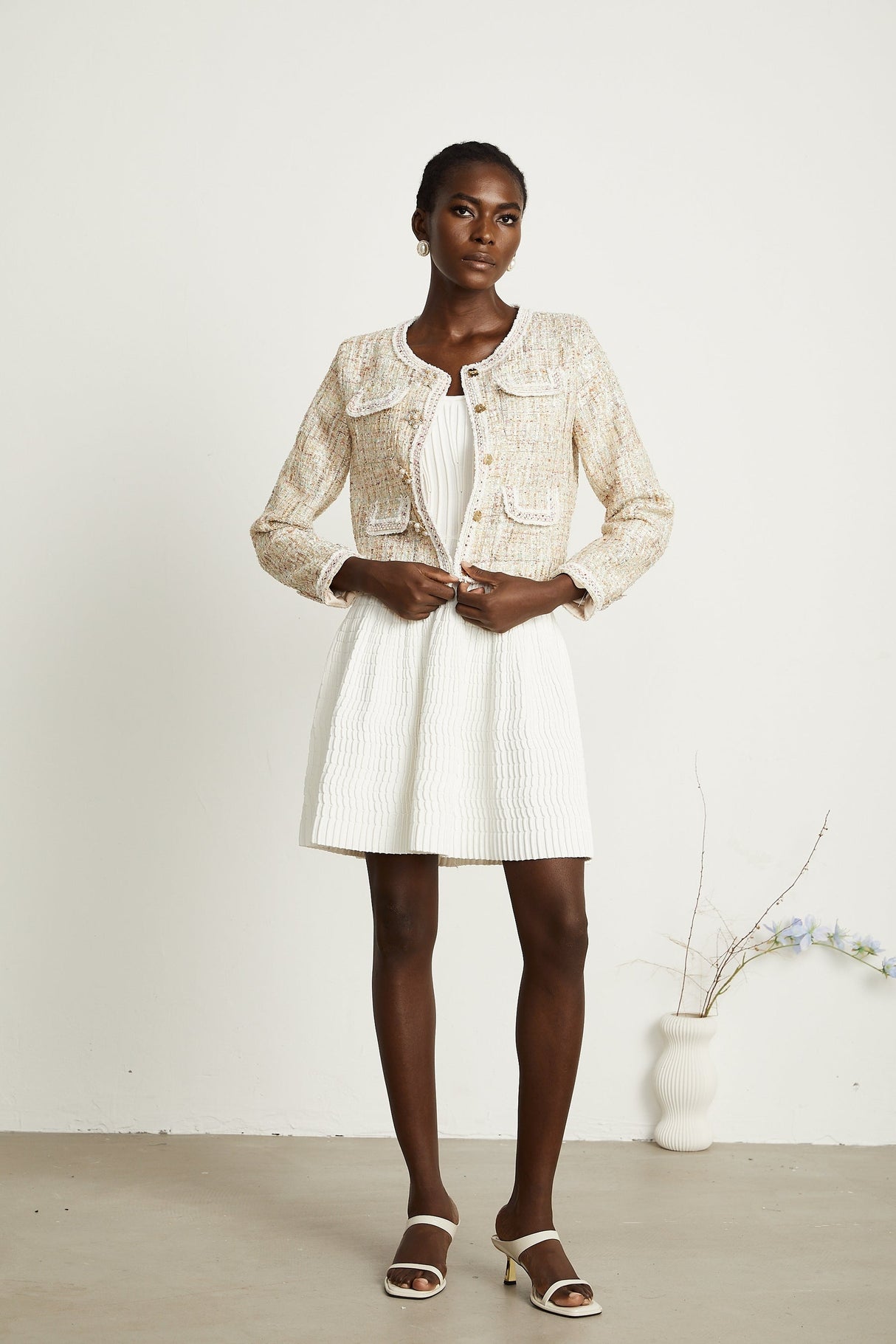 Anaïs neutrals sequinembellished tweed jacket