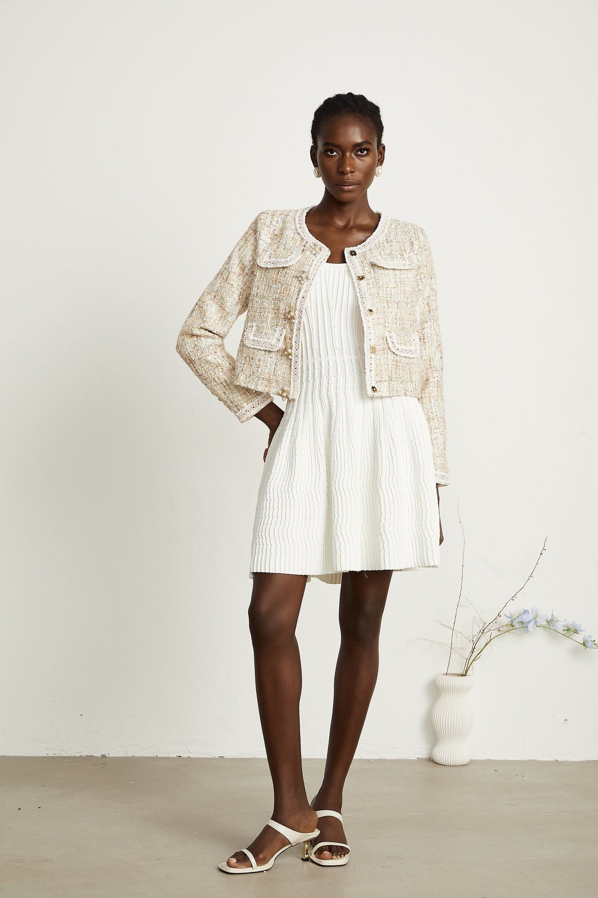 Anaïs neutrals sequinembellished tweed jacket