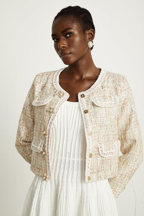 Anaïs neutrals sequinembellished tweed jacket