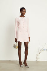 Anaïs pink ribbedknit cardigan  skirt matching set