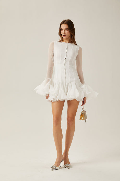 Anaïs semisheer flared mini dress