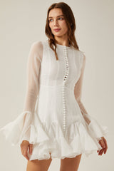 Anaïs semisheer flared mini dress