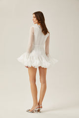 Anaïs semisheer flared mini dress
