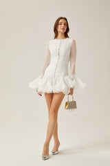 Anaïs semisheer flared mini dress