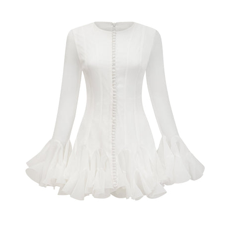 Anaïs semisheer flared mini dress