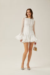 Anaïs semisheer flared mini dress