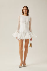 Anaïs semisheer flared mini dress