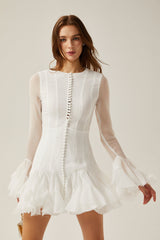 Anaïs semisheer flared mini dress