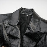 Anastasia Jacket - Peak Lapels - Buttoned Cuffs - Cinched Waist - Patent Finish
