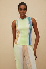 Anastasia Top & Trousers Set - Knitted Construction - Sleeveless Round Neck Top - High Rise Wide Leg Trousers - Glitter Detailing