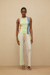 Anastasia Top & Trousers Set - Knitted Construction - Sleeveless Round Neck Top - High Rise Wide Leg Trousers - Glitter Detailing