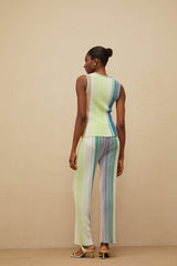 Anastasia Top & Trousers Set - Knitted Construction - Sleeveless Round Neck Top - High Rise Wide Leg Trousers - Glitter Detailing
