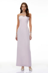Anastasie Pink Embellished Maxi Dress with Tulle