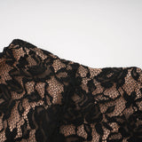 Andrea Black Keyhole Lace Maxi Dress with High Thigh Slit