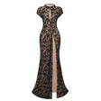 Andrea Black Keyhole Lace Maxi Dress with High Thigh Slit