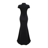 Andrea Black Keyhole Maxi Dress with High Thigh Slit