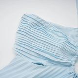 Andréa Blue Pleated Maxi Dress with Cutout Detail