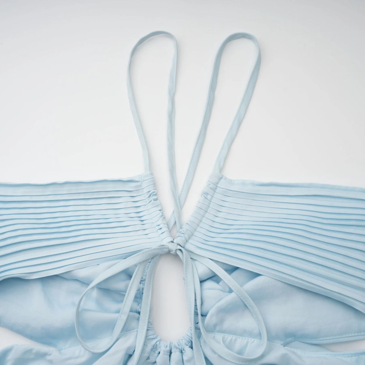 Andréa Blue Pleated Maxi Dress with Cutout Detail