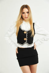 Andréa contrastcolor vest top  shirt  skirt matching set