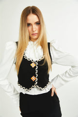Andréa contrastcolor vest top  shirt  skirt matching set