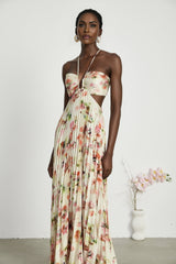 Andréa cutout floralprint pleated maxi dress