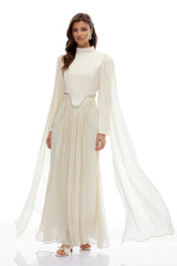 Andrine White Crystal Embellished Maxi Dress