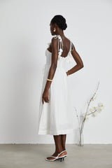 Andromeda Midi Dress - Sweetheart Neckline - Bustier Style - Rouleau Straps - Pockets Zip Length