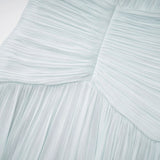 Aneka Green High Neck Glossy Ruched Maxi Dress