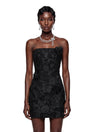 Anette Black Off Shoulder Mini Dress with 3D Petals
