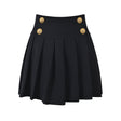Angel Skirt - Flared Pleated Silhouette - High - Waisted Button Accents - Tailored Comfort - Decorative Buttons - Versatile Style