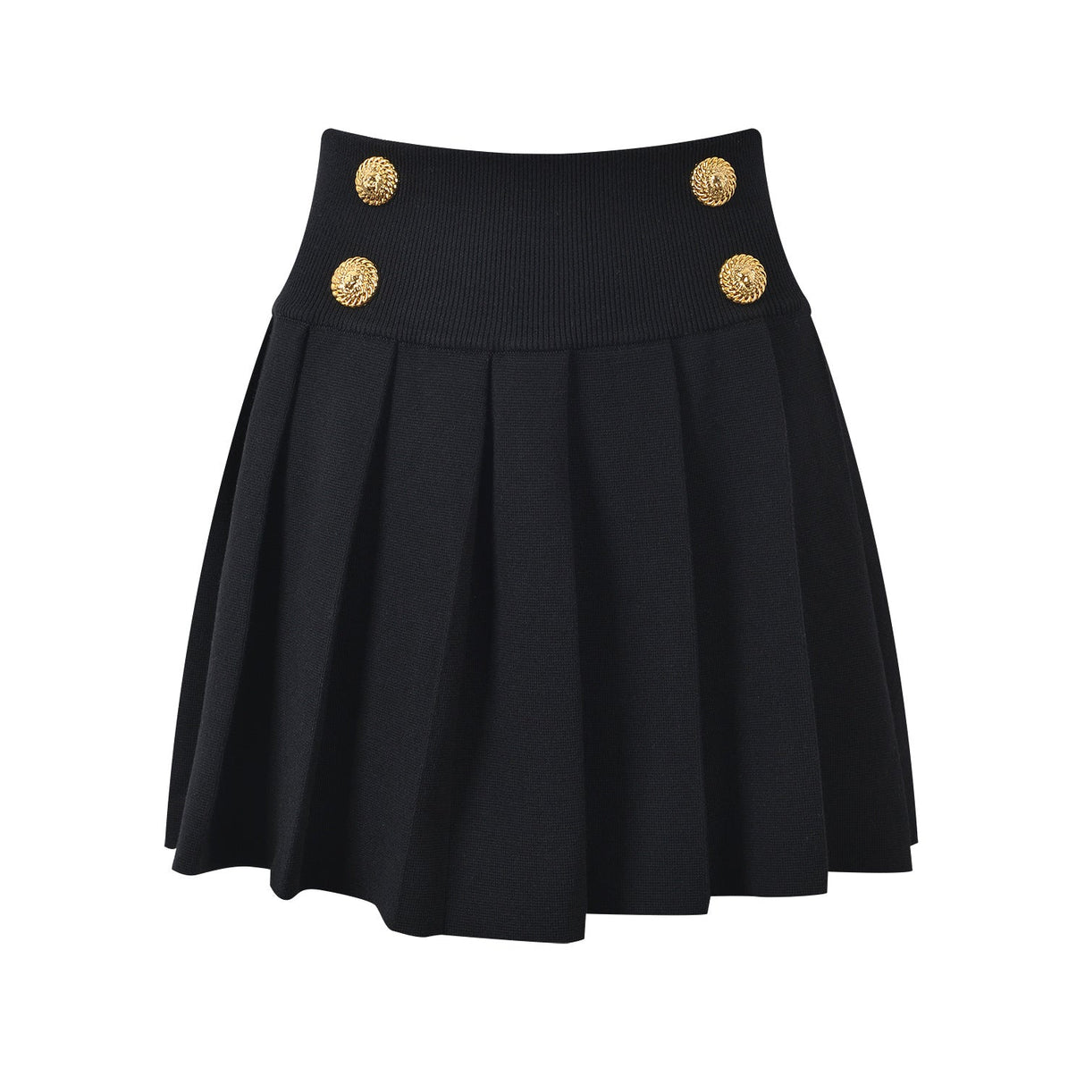 Angel Skirt - Flared Pleated Silhouette - High - Waisted Button Accents - Tailored Comfort - Decorative Buttons - Versatile Style