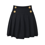 Angel Skirt - Flared Pleated Silhouette - High - Waisted Button Accents - Tailored Comfort - Decorative Buttons - Versatile Style